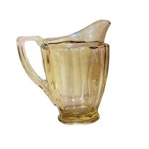 VINTAGE YELLOW GLASS CREAM CREAMER PITCHER